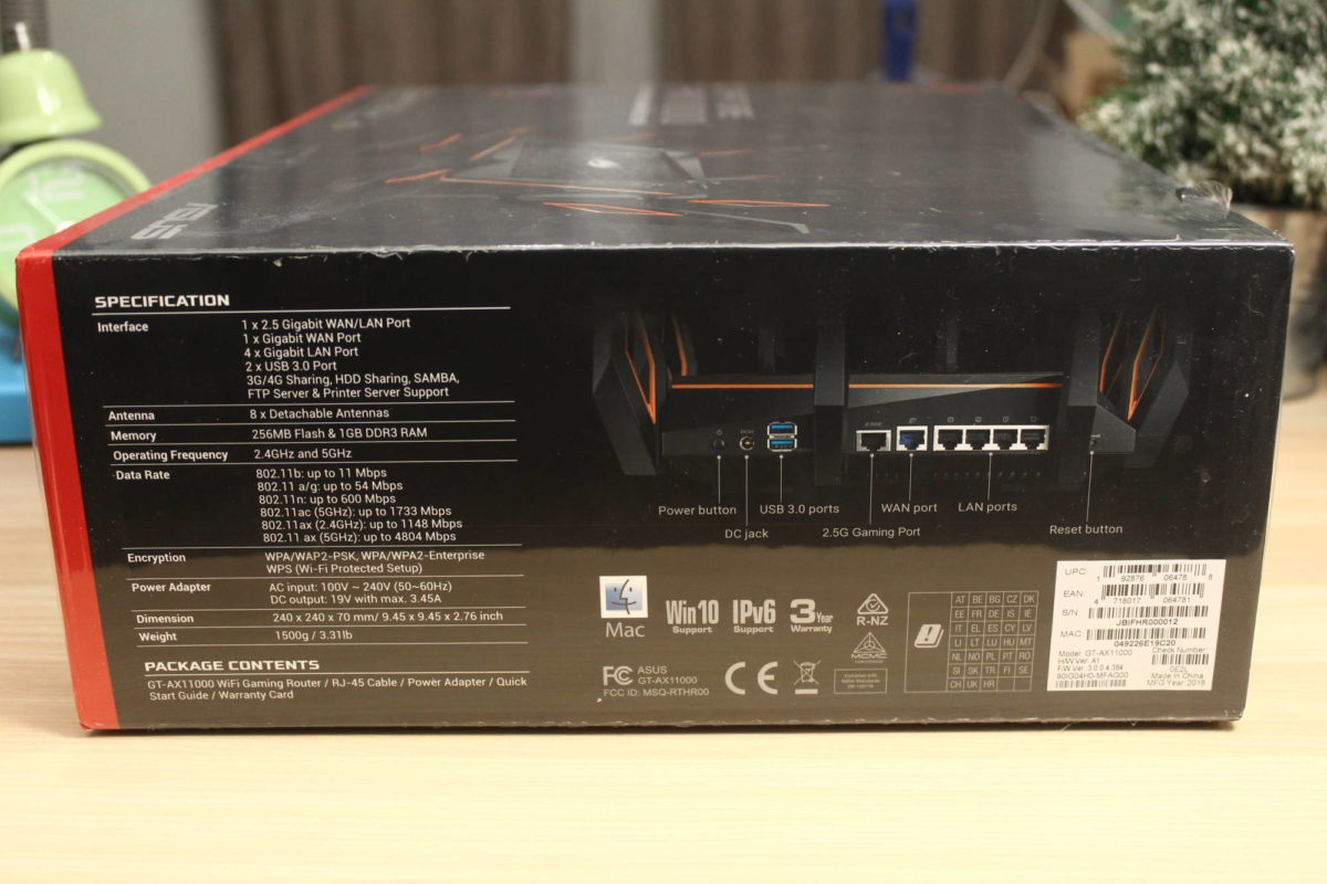ASUS ROG Rapture GT-AX11000 box specification highlight
