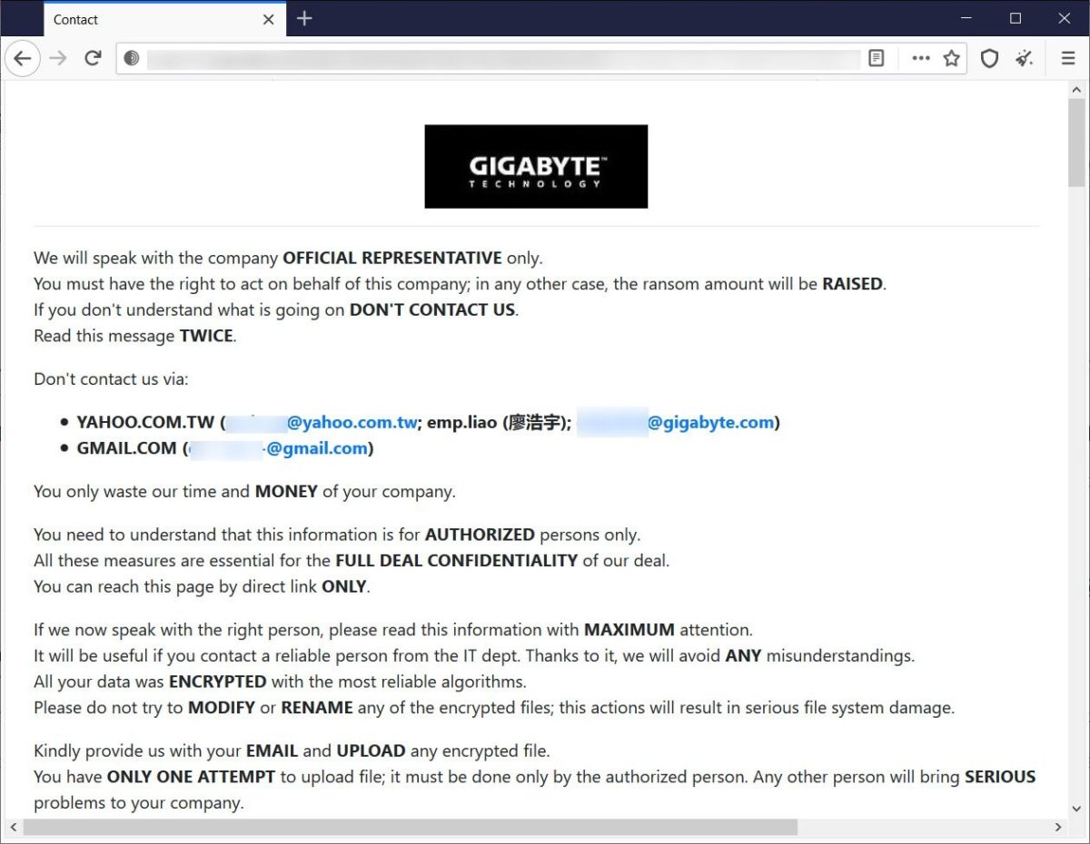 GIGABYTE Hacked, Attackers Blackmail with Confidential Intel, AMD Documents -