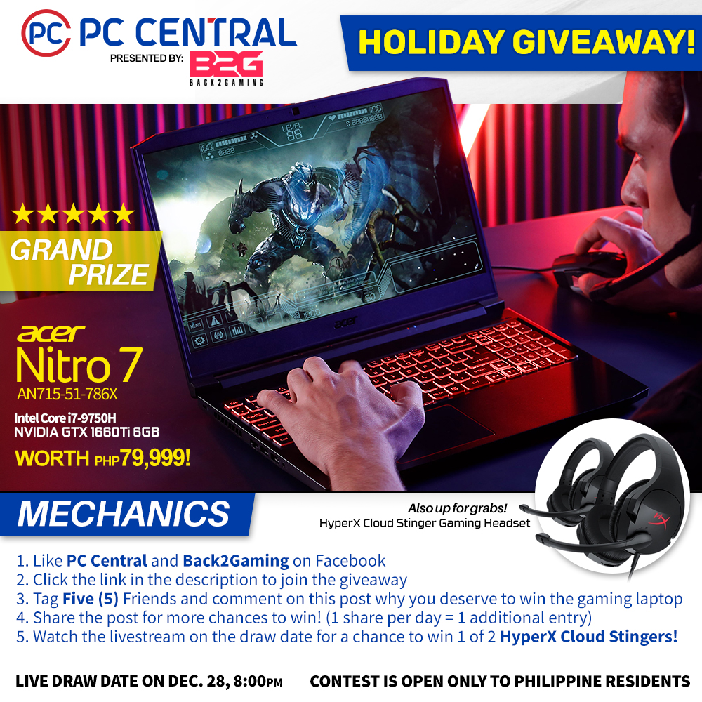 GIVEAWAY: Win a Gaming Laptop with PC Central Thanksgiving 2021 -